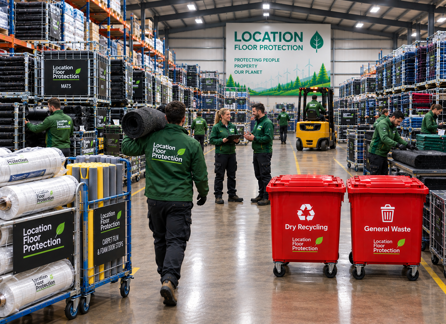 Location Floor Protection team delivering, collecting and cleaning reusable floor mats for UK film and TV productions